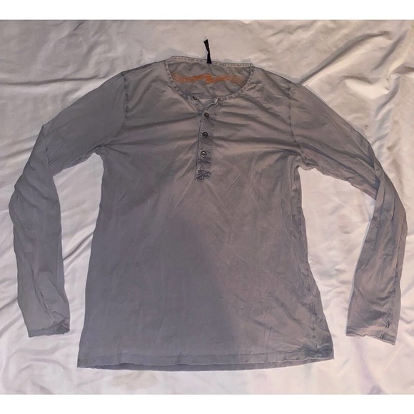 Nudie Jeans Long‎ Sleeve Distressed Henley Top Women's Large Gray - Picture 2 of 9